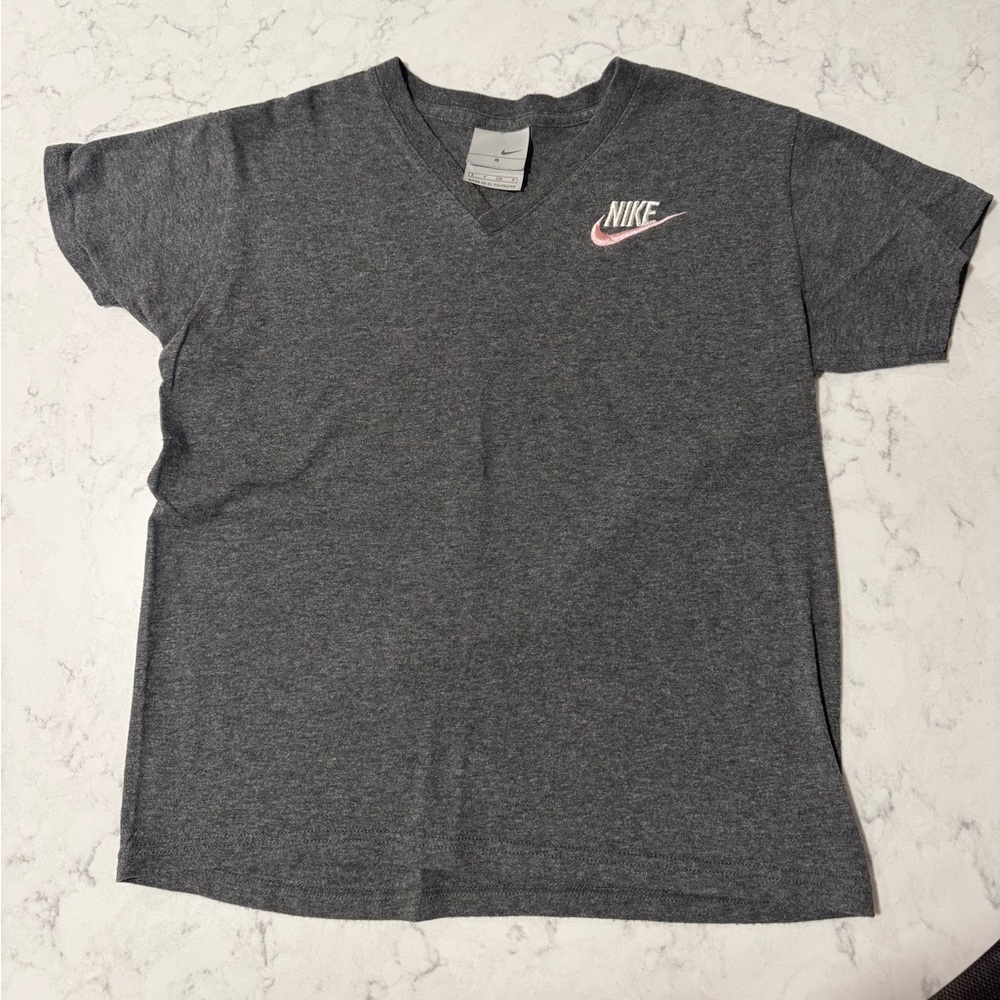 Nike Charcoal Gray cotton Tee with White/Pink Logo